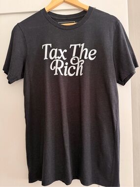 Black 'Tax The Rich' Graphic Tee - Casual Short Sleeve